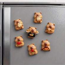8pcs Cute Hamster Fridge Magnets, Cartoon Resin Refrigerator Magnets, Decorative Stickers, Personalized Fridge Magnets, Suitable For Kitchen, Office, Whiteboard, Storage Cabinet, Dishwasher, Kitchen Decor, Home Decor, Holiday Gift - Multicolor - View 1