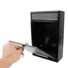 1PC Outdoor Lockable Mailbox With Key. This Large Wall-Mounted Mailbox Features A Security Lock To Ensure Secure Mail Collection. It Is Made Of Metal And Is Black In Color. - Black - View 8