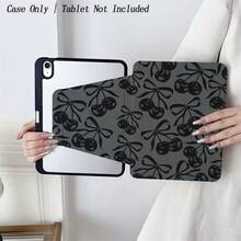 1PC Dark Gray Cherry & Bow Tablet Case - Y2K Aesthetic Style, 360° Rotating Stand & Shockproof Cover, With Pen Holder Compatible With 10.9/10.2/ Air 5th Gen/Pro11/10th/9.7/Air 2/ (7th Gen)/ (8th Gen)/ Air 4/5/ Pro 11/ 10th Generation 10.9-Inch 2022 Smart Case/ Air 13(M3 2025)/ Air 11(M3 2025)/ Air 11(M3 2025)/ 11(A16 2025), Auto Sleep/Wake Function - Multicolor - View 1