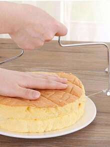 1pc Cake Slicer, Cake Layer Separator, Bread Cutter, Baking Tool, Back To School Cake And Bread, Layer Divider, Stainless Steel Cutter, Cutting Wire, Baking Tool, Cake Slicer - Multicolor - View 5