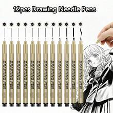 6/9/12支装高品质超黑细线笔，金属笔夹，书写流畅，笔尖纤细，水彩笔，适用于绘画、素描，大师级品质 - 查看 3