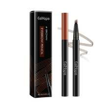 EELHOE Lápiz de cejas de cuatro puntas, resistente al agua, de larga duración y antimanchas, maquillaje para cejas de 2 colores, fácil de usar, da forma natural a las cejas. - Marrón - Ver 2