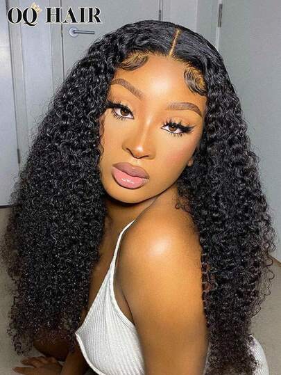 OQ Hair 200% Density 16-30 Inches Salon-Quality Kinky Curly Wear Go Glueless Wig Pre-Cut 7x5 HD Lace Front Wig Natural Color Long Wig Pre-Plucked Hairline Beginner Friendly, No Glue Needed, 100% Human Hair Wig