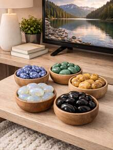 5/10/20 件天然宝石蛋形石套装 – 黑色、绿色东陵玉、黄色翡翠、蓝点、乳白色迷你水晶 – 疗愈、便携宝石和冥想礼品 - 彩色 - 查看 5