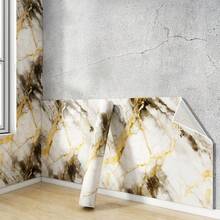 1卷大理石纹自粘墙纸 - 奢华金色大理石纹自粘墙纸，防水、防油、防污、可移除，适用于厨房台面、浴室 - 奢華金 - 查看 9