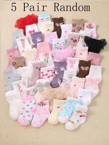 20/10/5/1 Pares Aleatórios de Meias Joelho Fofas para Bebê, Decoradas com Floral, Laço, Laço 3D, Barra de Renda, Morango e Padrões de Cereja. Adequado para combinar com todos os looks. O design da barra de renda não irá constranger os tornozelos do bebê. Adequado para bebês meninas de 0-36 meses, também pode ser usado como presente. - Multicolorido - Visão 21