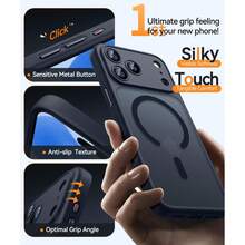 Magnetic For IPhone 17 Pro Max Case(6.9"), Upgraded [Full Camera Protection] [Compatible With Magsafe] [Translucent Matte] Shockproof Protective Phone Case, Orange - Black - View 5