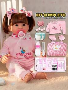 100% Realistic Silicone Reborn Baby Doll Princess With Accessories - 黑與白 - 查看 1