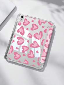 Pink Heart-Shaped Leopard Print Tablet Case Compatible With Air 11-Inch M3 2025 / M2 2024, Air 5th Generation 2022 , (A16) 11 Inch 11th Generation 2025,Compatible With Samsung Galaxy Tab,Kindle Paperwhite 12th Gen 2024, Clear Back ,Fashion Pattern Protective Case,Automatic Sleep And Wake-Up Function, Airbag Protection, Suitable For Gifts And Office Use - Multicolor - View 2