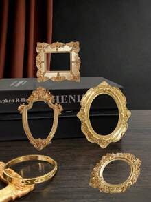 5 khung ảnh mini mạ vàng - Kiểu dáng cổ điển hình bầu dục và chữ nhật phong cách Baroque, thích hợp để trưng bày trang sức, trang trí ảnh và làm quà tặng trong các bữa tiệc. - Một cỡ - Xem 4