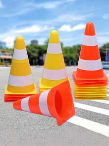 1个23厘米反光交通锥，道路隔离标志，加厚型敏捷训练器材 - 彩色 - 查看 1