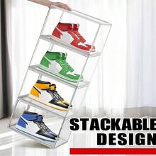 1/2/3pcs Transparent Magnetic Front-Open Shoe Storage Boxes, Thick PET Material, Dustproof & Moisture-Proof, Stackable, Suitable For Wardrobe, Hallway, Bedroom To Store Sneakers, High Heels, Boots, Bags, Large Capacity, Stable, Modern & Practical Storage Organizer - Clear - View 11