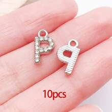 10/26pcs Rhinestones A-Z Alphabet Letter Charms Glitter Crystal Letter Beads For DIY Bracelet Necklace Earrings Choker Craft - Silver - View 28
