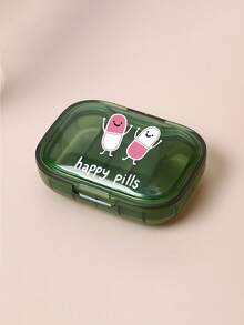 这款药盒印有可爱的小药丸图案和“快乐药丸”字样，半透明设计，方便查看药丸数量。它是一款便携式极简药盒，设有三个隔层，适合居家和旅行使用。这款便携式迷你药盒防水防潮，也适合存放药丸、药环和其他小物件。 - 彩色 - 查看 15