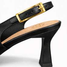 Rosavivi Women's Pointed Toe Pump With Cup Heel, Buckle, Slingback, Comfortable, Casual, Elegant - 黑色 - 查看 5