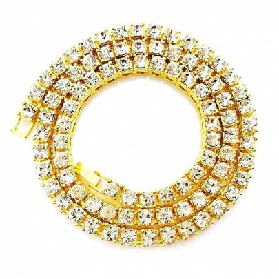 Cadena de tenis con diamantes enchapada en oro y plata de HH BLING EMPIRE, collares de tenis con rhinestones para mujeres y adolescentes, cadenas de tenis y eslabones cubanos de 18 a 30 pulgadas