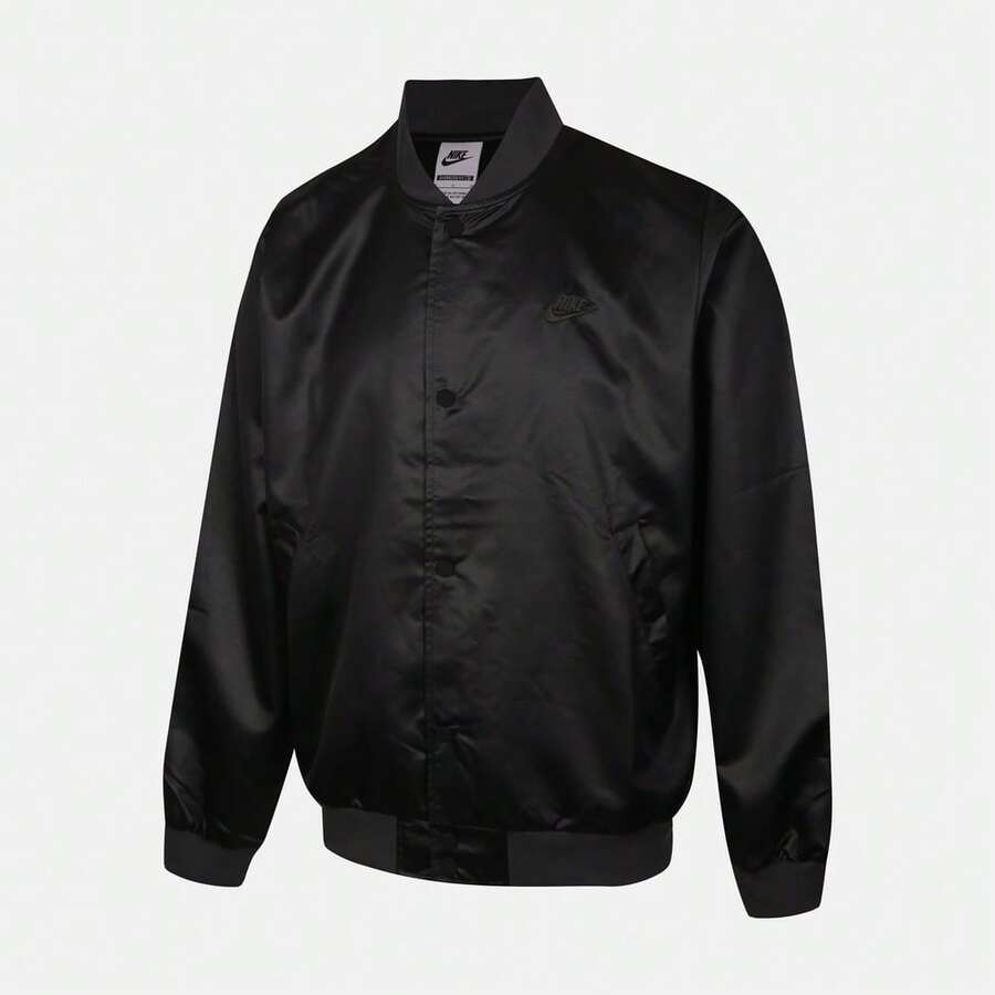 Nike Men's AS M NK CLUB VARSITY JKT Woven Jacket Without Hood IF0728-010 - Black - View 1