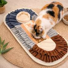 Pet Snuffle Mat, Dog Puzzle Toy, Chew Resistant & Washable, Anxiety Relief, Slow Feeder Training Mat For Small/Medium Dogs & Cats - Beige - View 12