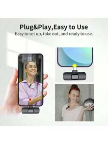 Professional Wireless Lavalier Microphone For Smartphones,Wireless Microphone Plug-Play,Lapel Mic For Video Recording,Teaching, Interviews,Podcast,Cordless Omnidirectional Condenser Recording Mic For Vlog - Multicolor - View 4