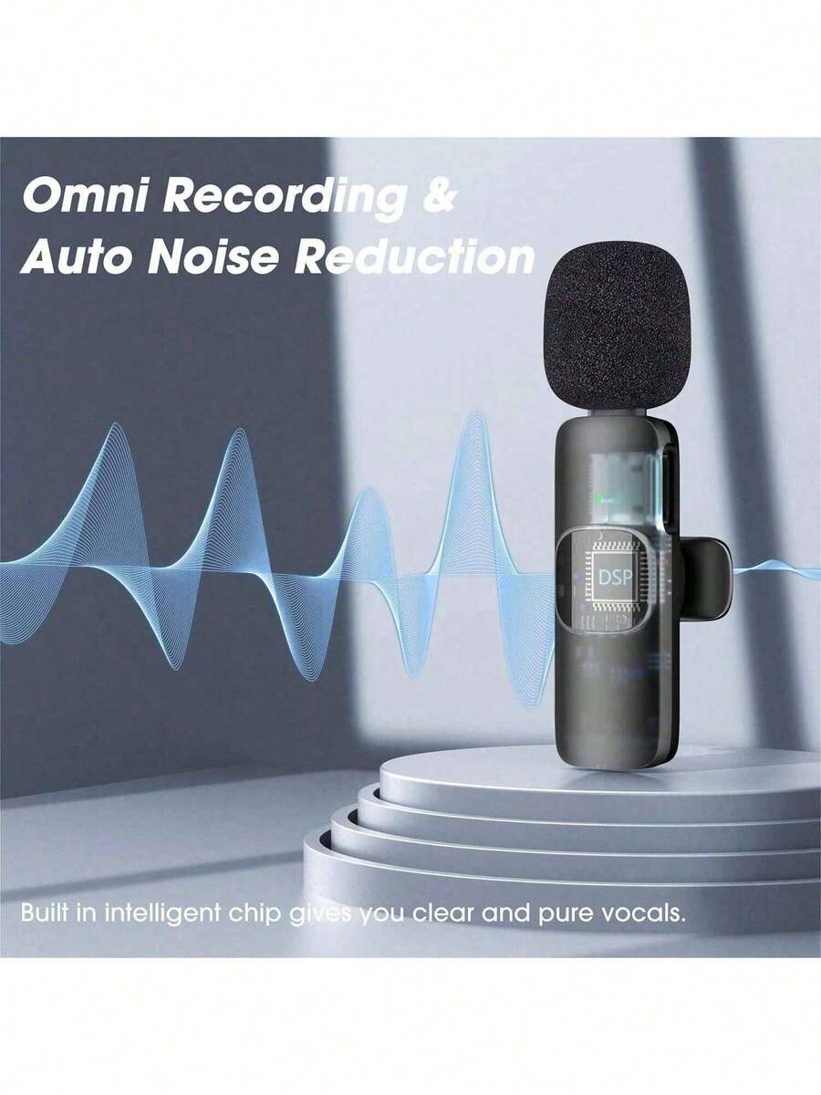 Professional Wireless Lavalier Microphone For Smartphones,Wireless Microphone Plug-Play,Lapel Mic For Video Recording,Teaching, Interviews,Podcast,Cordless Omnidirectional Condenser Recording Mic For Vlog - Multicolor - View 1
