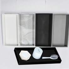 Silicone Tray Organizer Plate, Bathroom Vanity Tray, Convenient Storage Plate - Pure Black Style - View 2