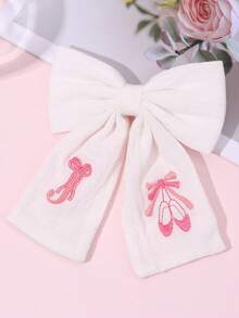 1件粉色A-Z 26字母刺繡蝴蝶結髮夾，甜美芭蕾舞鞋設計白色亞麻布髮夾，優雅生日春季返校季 - 彩色 - 查看 16