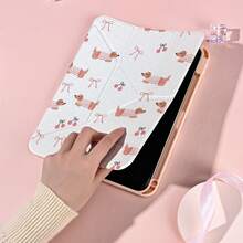Bear 1pc Cute Dachshund Pattern Tablet Case With Pencil Holder, Multi-Angle Stand Protective Cover, Auto Sleep/Wake,Kawaii Tablet Case Compatible With Pro/Air/Compatible With Samsung Galaxy A9/S9/S7/S10+/Compatible With XIAOMI - Multicolor - View 6