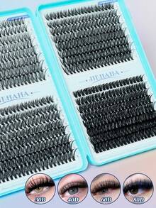 640pcs D-Curl Fluffy False Eyelashes Set, Includes Eyelash Glue, Tweezer, Mascara Brush, Magnifying Eyelashes, Lightweight & Reusable, Large Capacity Individual Lashes, Soft & Natural Mixed Lashes For 3D Volumized Eye Makeup - Multicolor - View 23