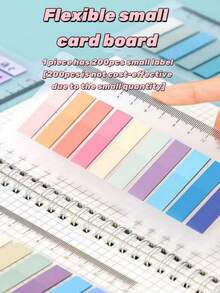 3200pcs/1600pcs/800pcs/200pcs Morandi Color Stickers, Index Stickers, Self-Adhesive Stickers, Page Markers, Morandi Color Semi-Transparent Writable Bookmarks And Reusable Bookmark Labels, Exquisite Ribbon Index Labels, European And American Retro Fluorescent PET Transparent Self-Adhesive Notes, Coded Labels - Multicolor - View 9