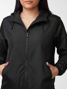 Women's Premium Waterproof Windbreaker Jacket - 黑色 - 查看 1