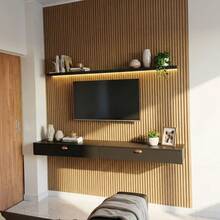 Versatile Self-Adhesive Slatted Panel Wall Covering Premium MDF Slatted Panels - 榛子橡樹 - 查看 3