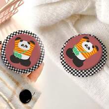 Mobile Phone Stand, An Ins-Style Minimalist Backpack With Panda-Patterned Checkered Magnetic Air Cushion Stand - A Strong Magnet For A Stable Desktop Solution. - Multicolor - View 1