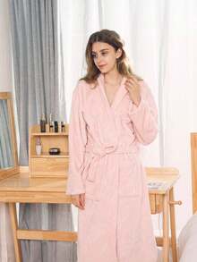 1 chiếc áo choàng tắm cao cấp, mềm mại và bông xốp, kiểu dáng spa khách sạn, dùng tại nhà/hồ bơi/ngoài trời, áo choàng tắm bằng len lông cừu ấm áp sang trọng dành cho phù dâu. - Nhiều màu - Xem 11