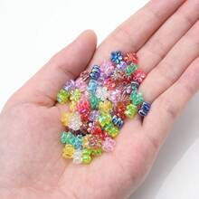 100pcs 4X7mm Acrylic Shiny Flower Beads AB Color Spacer Beads For Jewelry Making Bracelets, Necklaces DIY Keychain Pendants Accessories - Flower - View 2