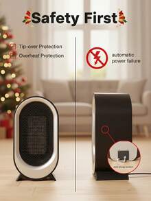 1200W Space Heater , Indoor Fan Heater, Fast Quiet Electric Heating, Desktop Fan Heater, Equipped With Overheat Protection, Mini And Convenient, Suitable For Party And Office Use In Winter - Black - View 6