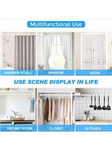 Extra Long Stainless Steel Curtain Rod, Shower Curtain Rod, Window Curtain Rod, Wardrobe Hanging Rod, Extendable Rod, Laundry Drying Rod, Hanging Rod, Bracket, Kitchen Utensil Storage Rod - Multicolor - View 3