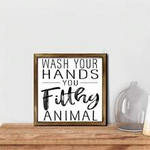 1pc/2pcs Set, Bathroom Decor: Clean And Wipe, Always Keep The Wooden Frame Intact, For Bathroom Decor, Bathroom Gift, Hot Tub Wall Decor, Home Decor, 8x8 Inches - Multicolor-sawtooth Hook - View 7