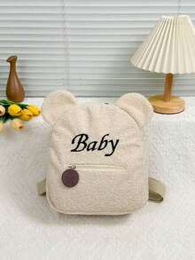 1 pieza Mochila casual con cierre de cremallera de estilo occidental y simple con diseño de oso de dibujos animados lindo para niños y niñas, diseño exclusivo con correa para el hombro ajustable, estilo suave y largo, adecuada para uso diario en otoño e invierno - Multicolor - Ver 8