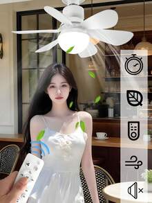 2个装嵌入式LED吊扇灯泡，亮度及风速可调，遥控安装，E26/E27灯座，不防水，家用 - 适用于浴室、卧室、厨房、客厅 - 均碼 - 查看 2