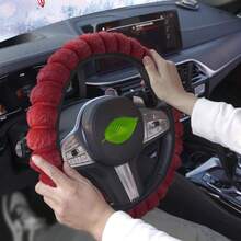 1pc Fuzzy Steering Wheel Cover, Anti-Slip Warm Elastic Universal For Car, Winter - Plush - View 5