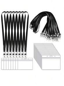 1/10/12pcs Transparent Plastic Horizontal Name Tag ID Card Holders With 30pcs Black Flat Lanyard Straps And Swivel Hooks - Multicolor - View 17