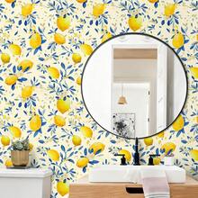 1 Roll Yellow Lemon Floral Self-Adhesive Wallpaper, Removable Waterproof Contact Paper, Fruit Pattern Suitable For Living Room, Bedroom, Kitchen, Furniture Decoration, Rental-Friendly, DIY Gift Wallpaper - Lemon - View 9