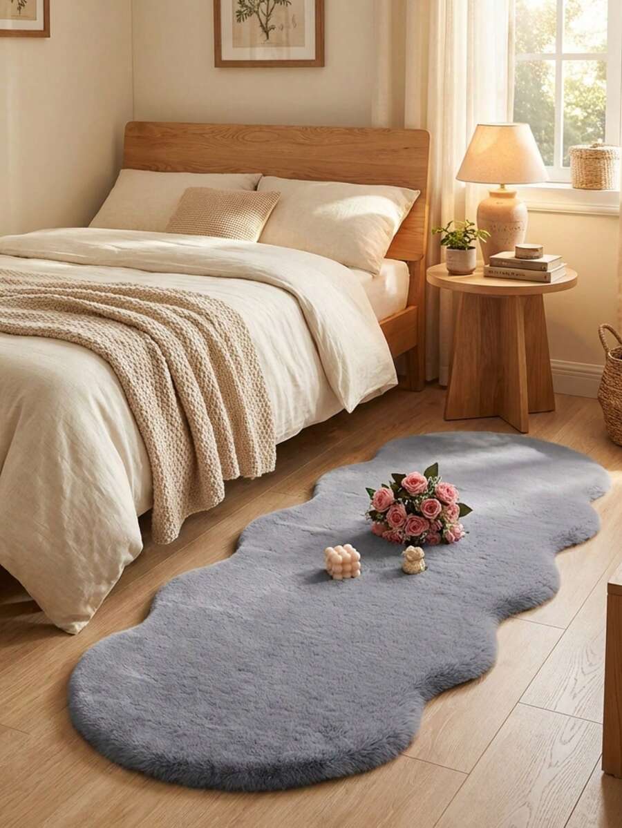 1 tấm thảm trải sàn bằng vải nhung mềm mại, màu xám, thích hợp cho phòng ngủ, phòng khách, phòng học, văn phòng, lối vào, dùng làm thảm trải sàn thoải mái, có thể giặt và chống trơn trượt, thảm trang trí trong nhà đáng yêu dùng được quanh năm. - Xám - Xem 1