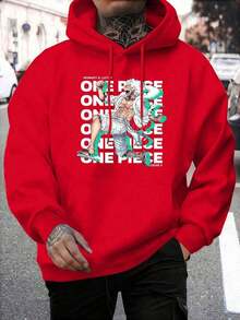 Fashionable Men's Hoodie With Print - [Red] - View 1