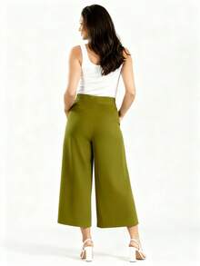 Women Pants - 墨綠色 - 查看 2