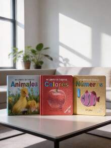 Set de 6 Libros Educativos de Cartón Duro para Bebés y Niños - Aprendizaje Temprano en Español: Animales, Colores, Números y Más. Juguete Montessori para Desarrollo del Lenguaje - Multicolor - Ver 2