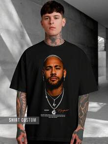 Jr. Football T-Shirt, Number 10, Player Star, Streetwear, 100% Cotton - Black - View 2