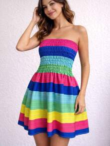 Colorful Printed Short Dress For Carnival And Summer  2026 - Nhiều màu - Xem 4