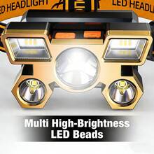 1pc USB Rechargeable LED Headlamp - Super Bright, Lightweight, Suitable For Camping, Hiking, Running, Fishing And More, Multi-Functional Super Bright LED Flashlight - Black - View 9