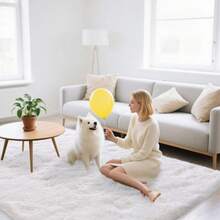 Soft Shag Rugs For Bedroom, White Fluffy Shaggy Rugs For Living Room Office, Luxury Modern Plush Carpet Girls Boys Room Dorm Indoor Home Decor, Upgrade Non-Slip - trắng - Xem 8